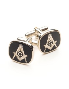 Black Masonic Cufflinks with G and Swarvorski