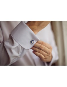 Blue Masonic Cufflinks with G and Swarovski 2