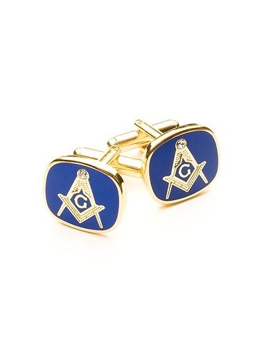 Blue Masonic Cufflinks with G and Swarovski